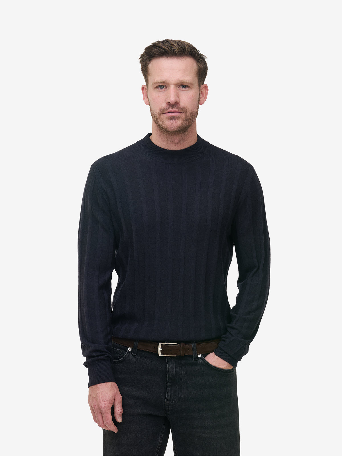 Oliver Rib Merino Modal Blend KW01026-NVY