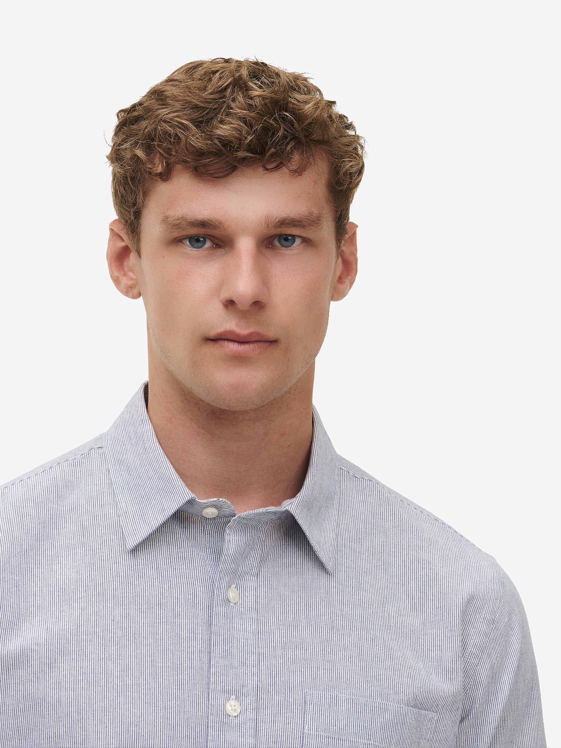 Brookvale Fine Stripe Cotton SH01008-BLU