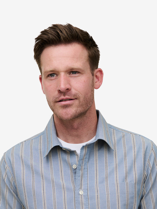 Brookvale Cotton Stripe SH01039-BLU