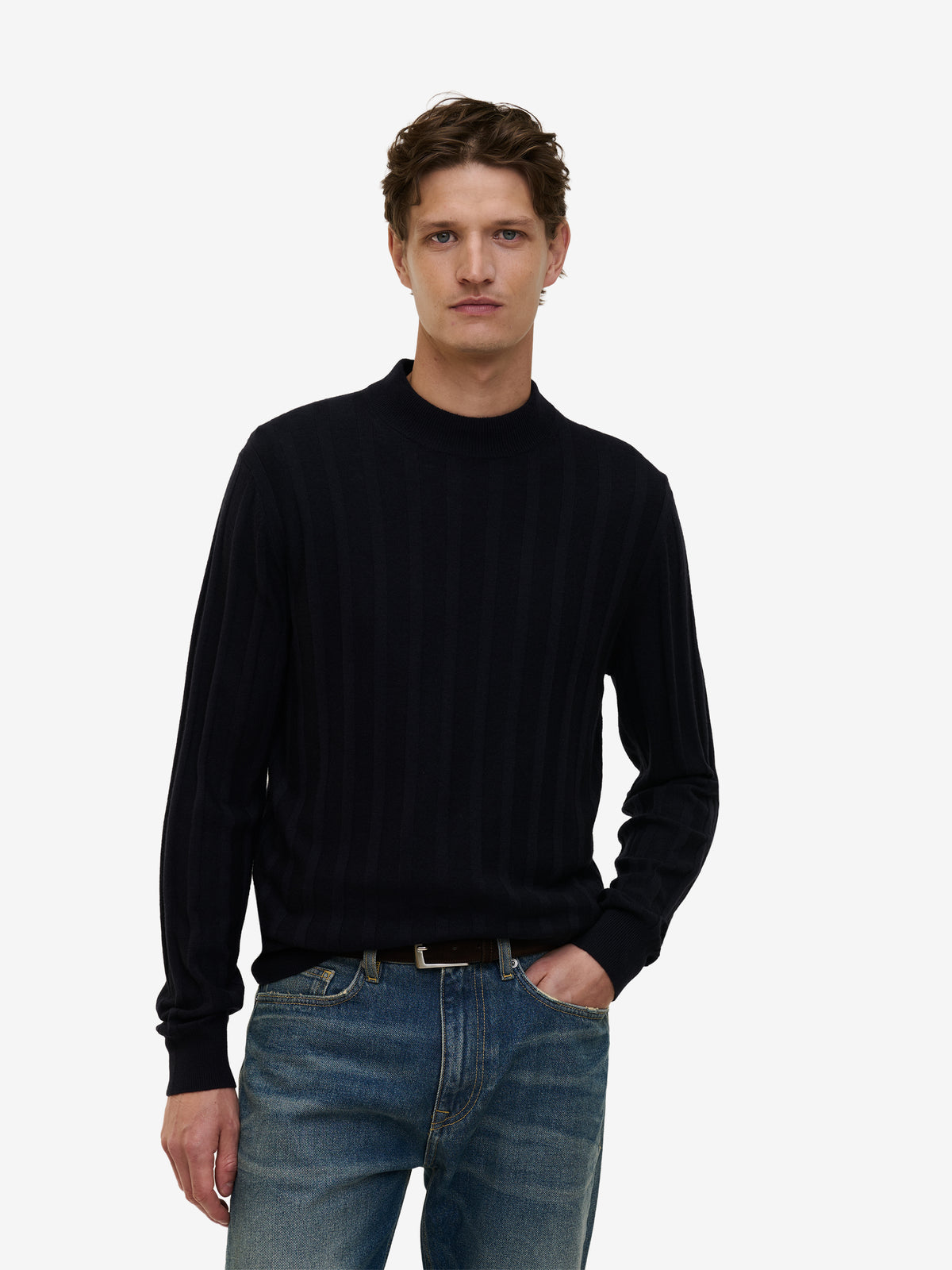Oliver Rib Merino Modal Blend KW01026-NVY