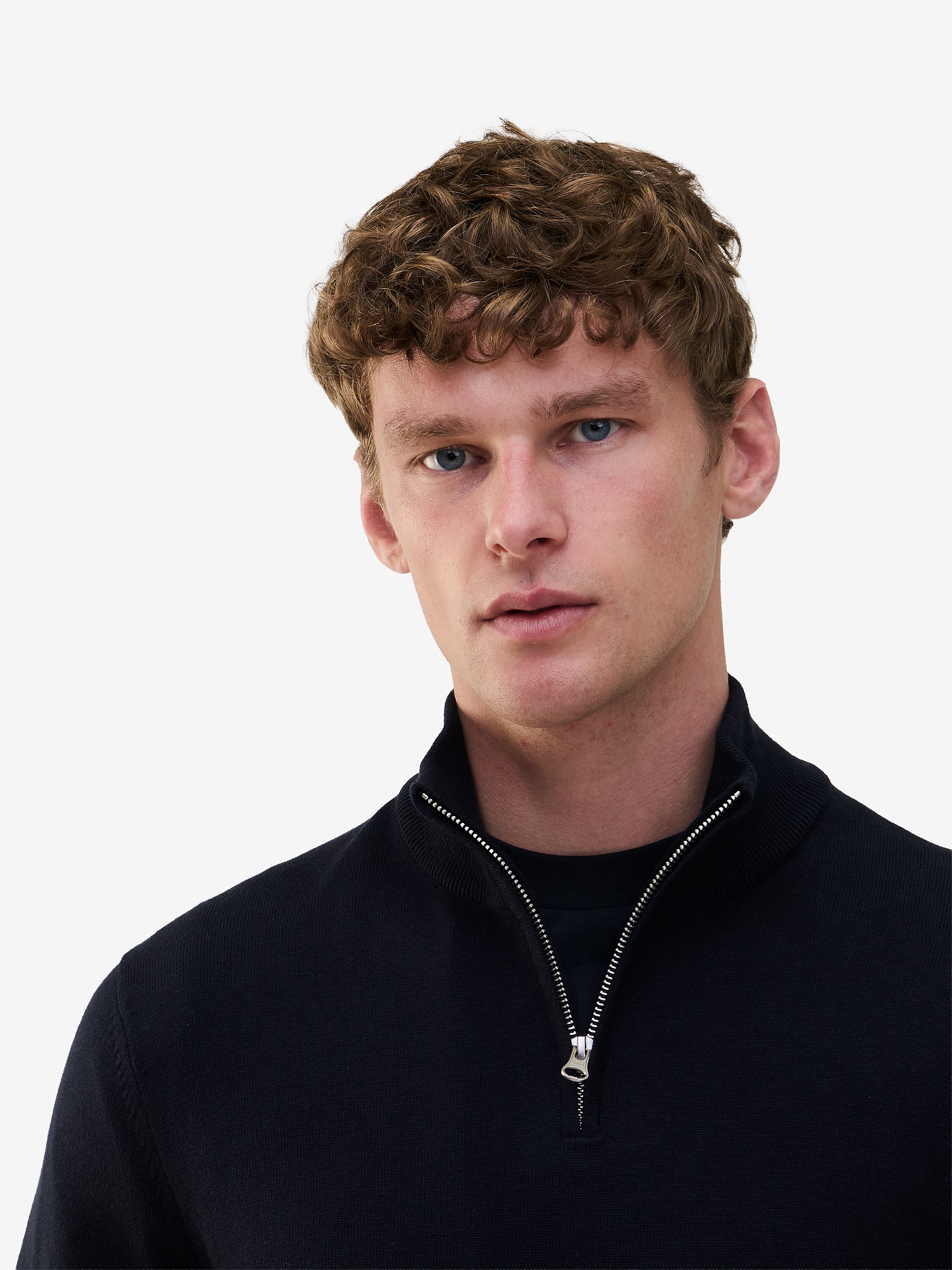 【極美品】マルゴーヴィンテージ ボリュームスリーブ ジップブルゾン ネイビー F Magnus Cotton-Silk Navy Half-Zip | No Label