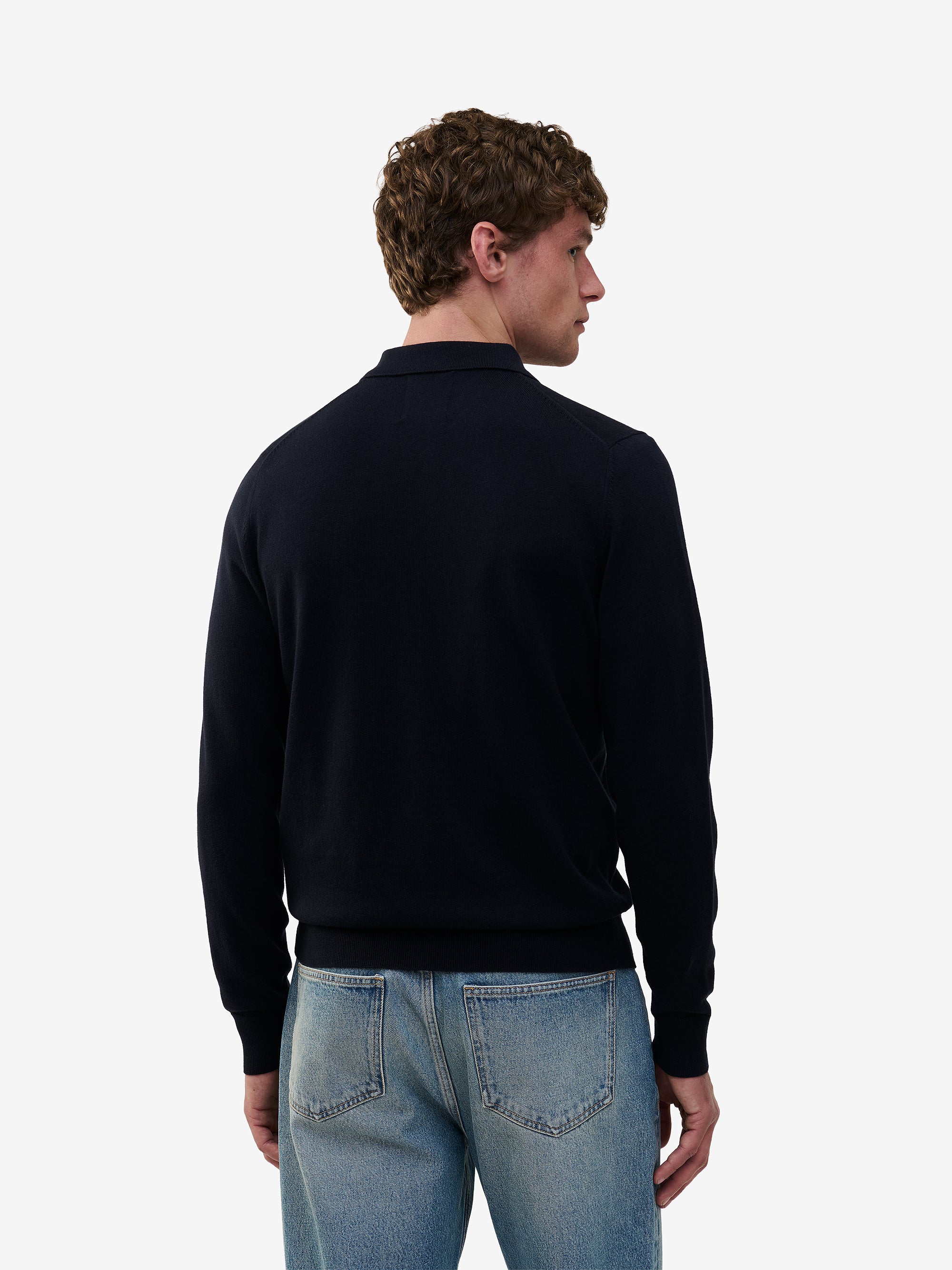 Harvey Cotton-Silk Polo Navy | No Label