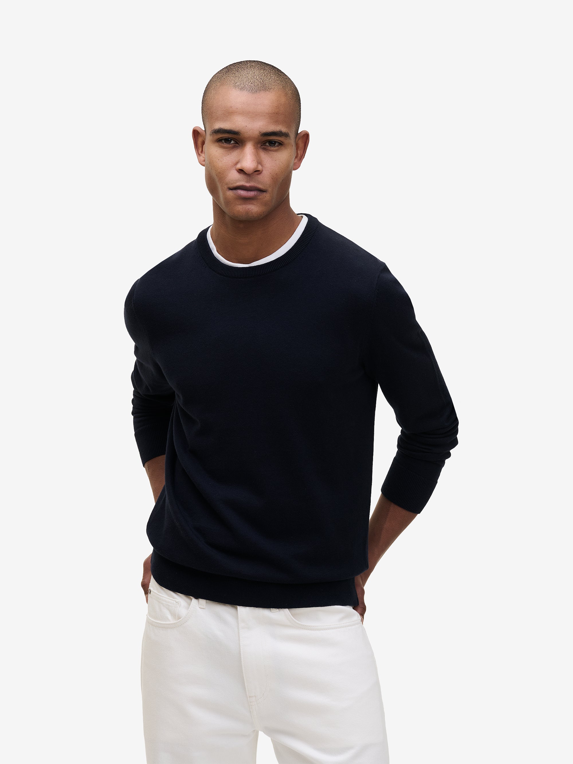 Soho Heavyweight Cotton-Silk Navy Knitwear | No Label