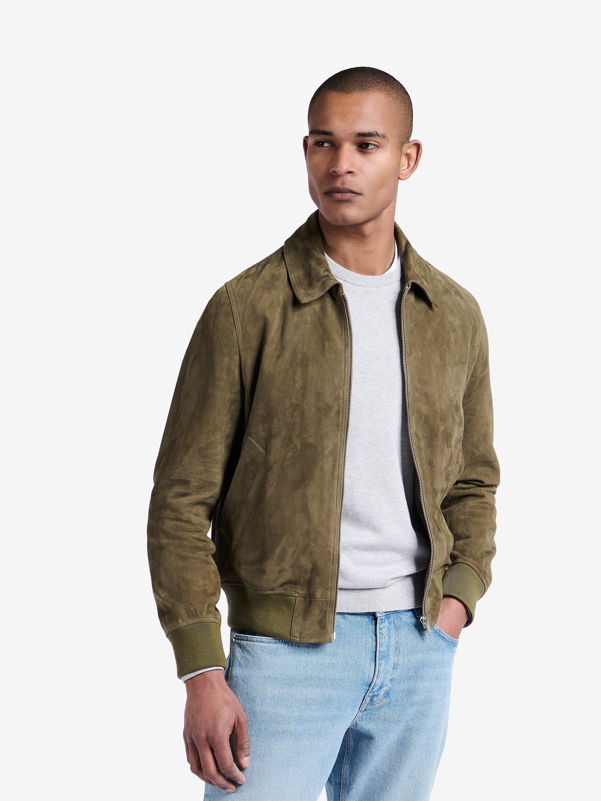 Davis Suede Bomber Jacket OW30058-OLV