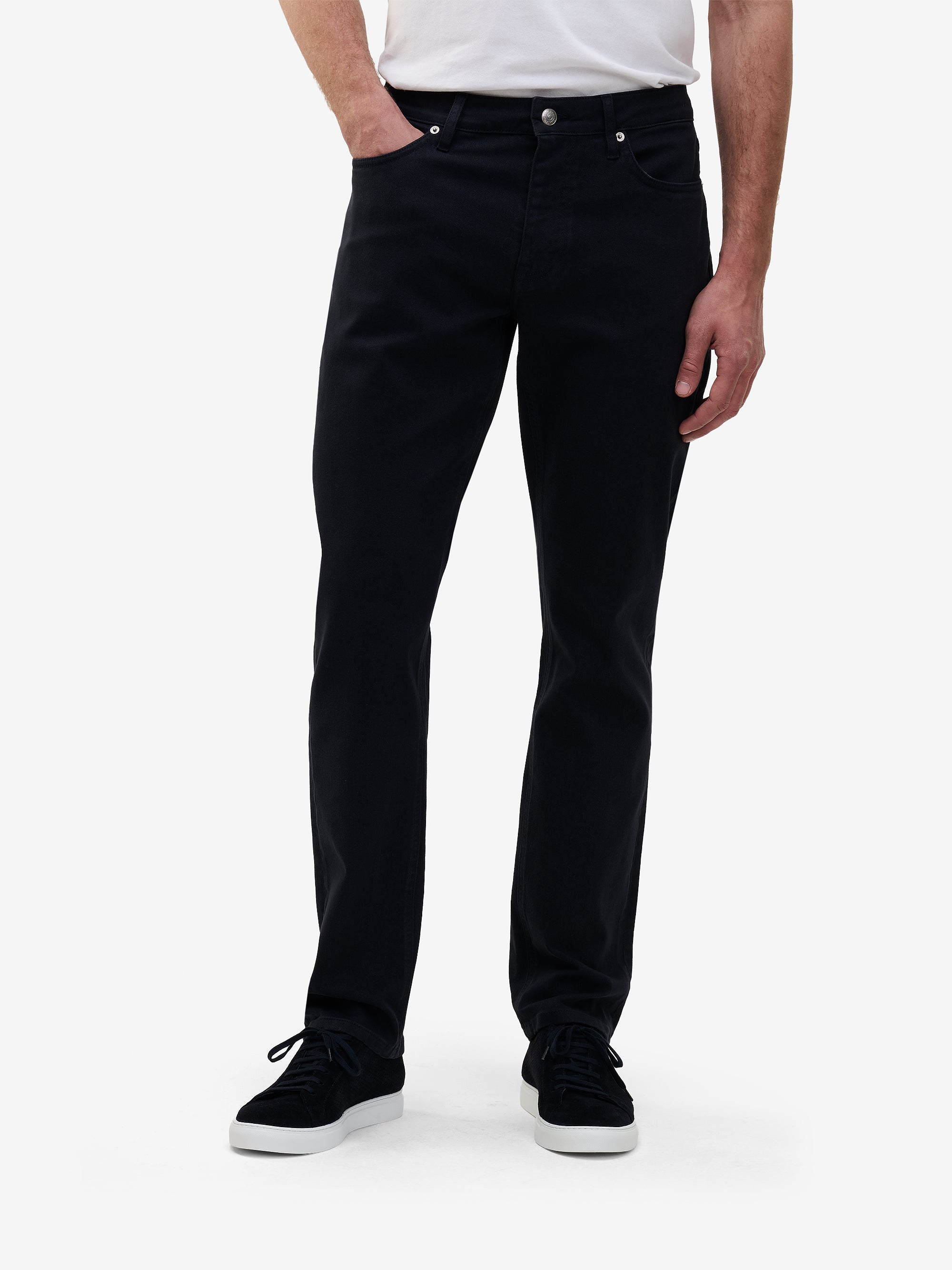 Yamane Navy Slim Tapered Cotton Pants | No Label