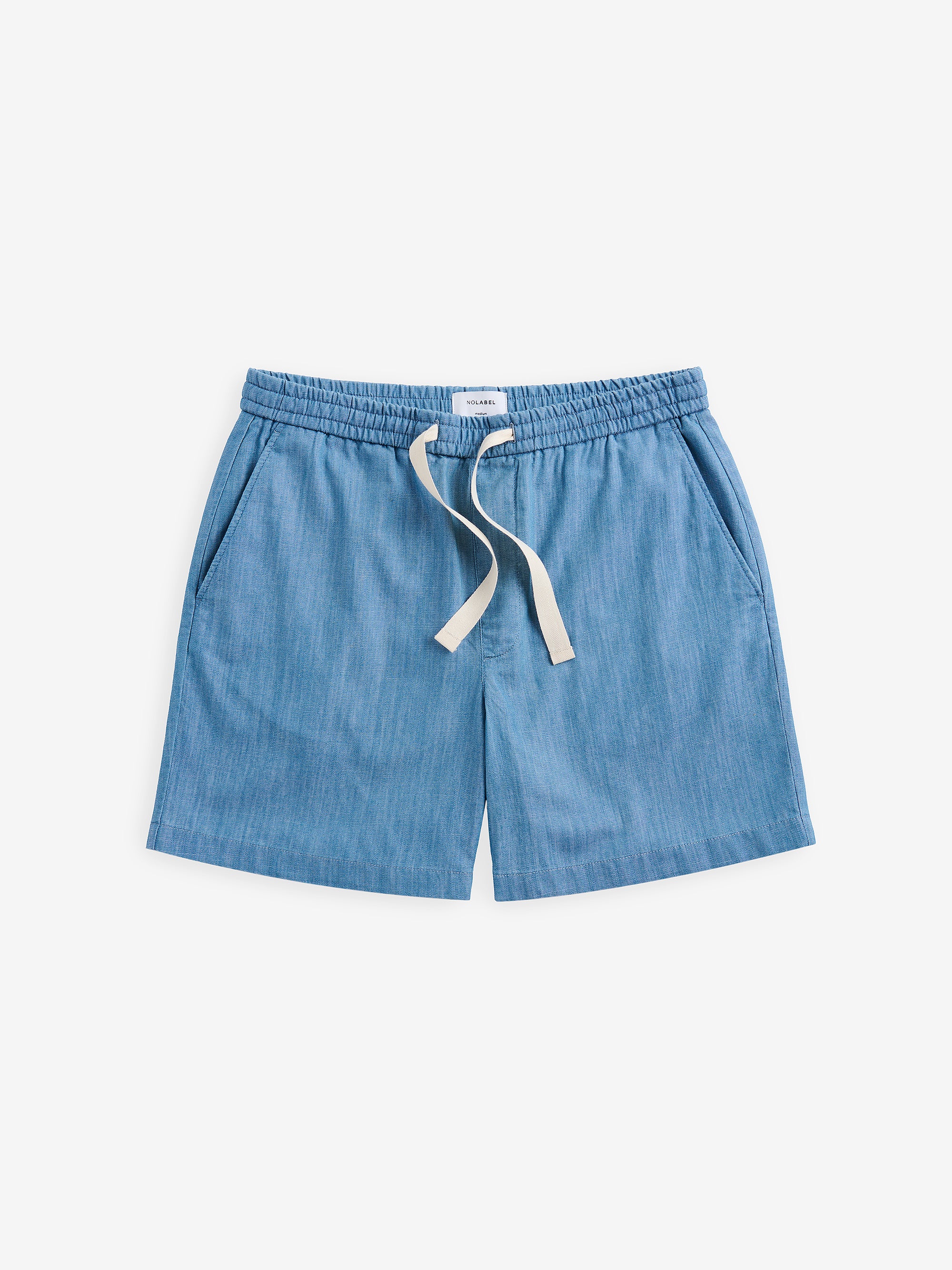 Breeze Chambray Mid Blue Relaxed Shorts | No Label