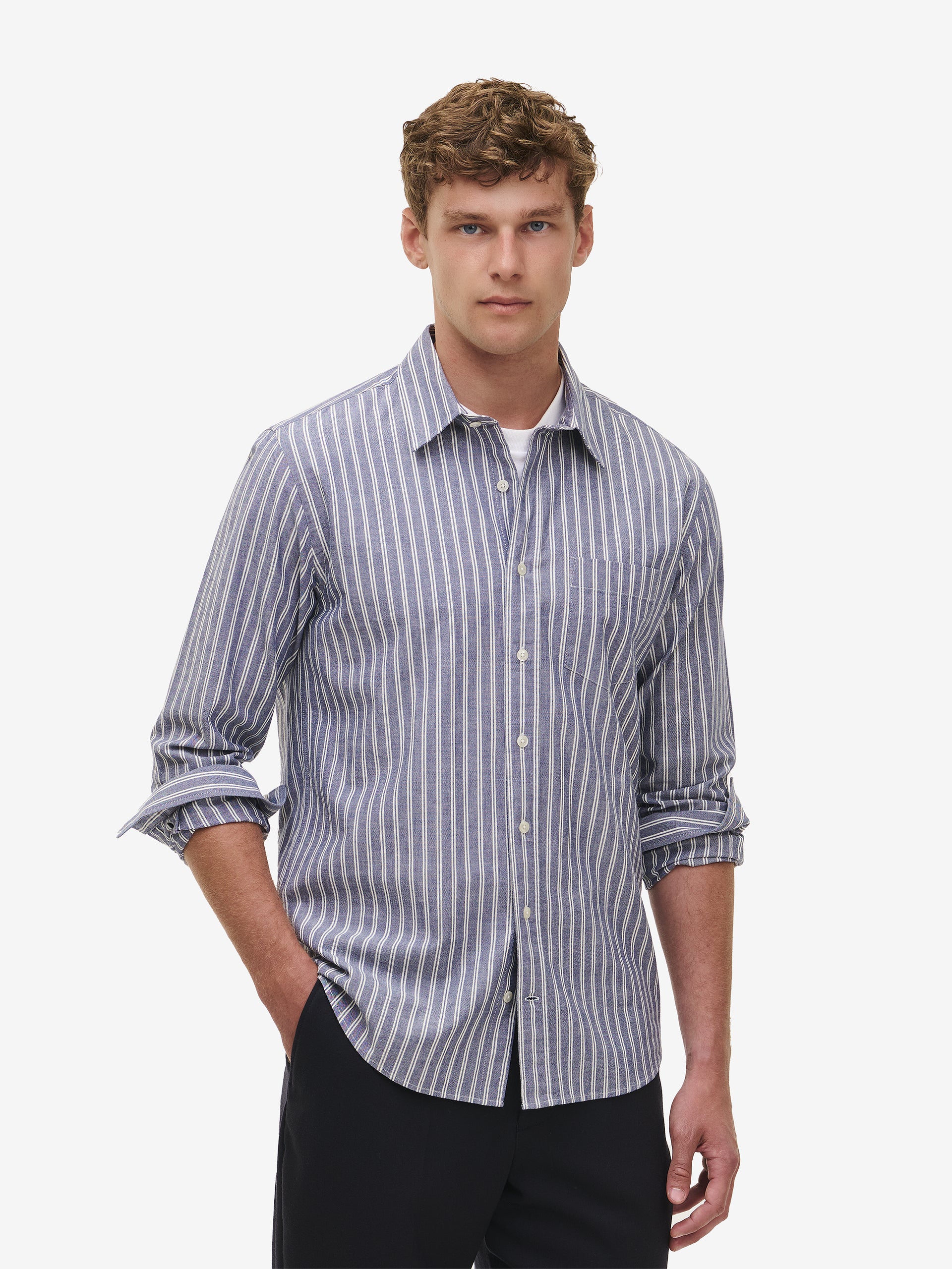 Brookvale Wide Stripe Cotton SH01009-BLU