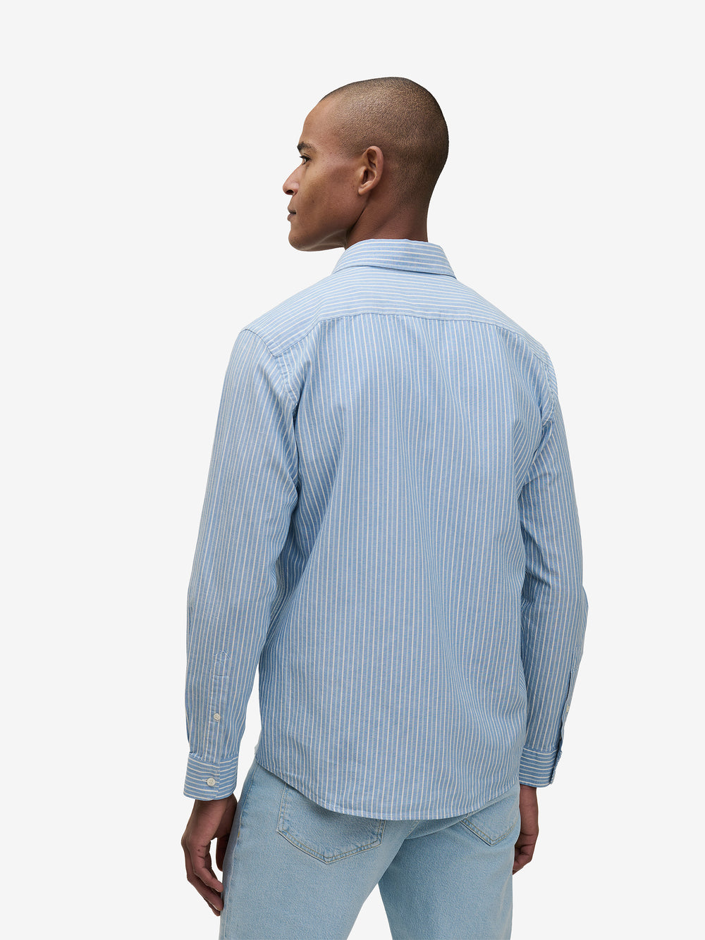 Brookvale katoen-linnen gestreept SH01030-BLU