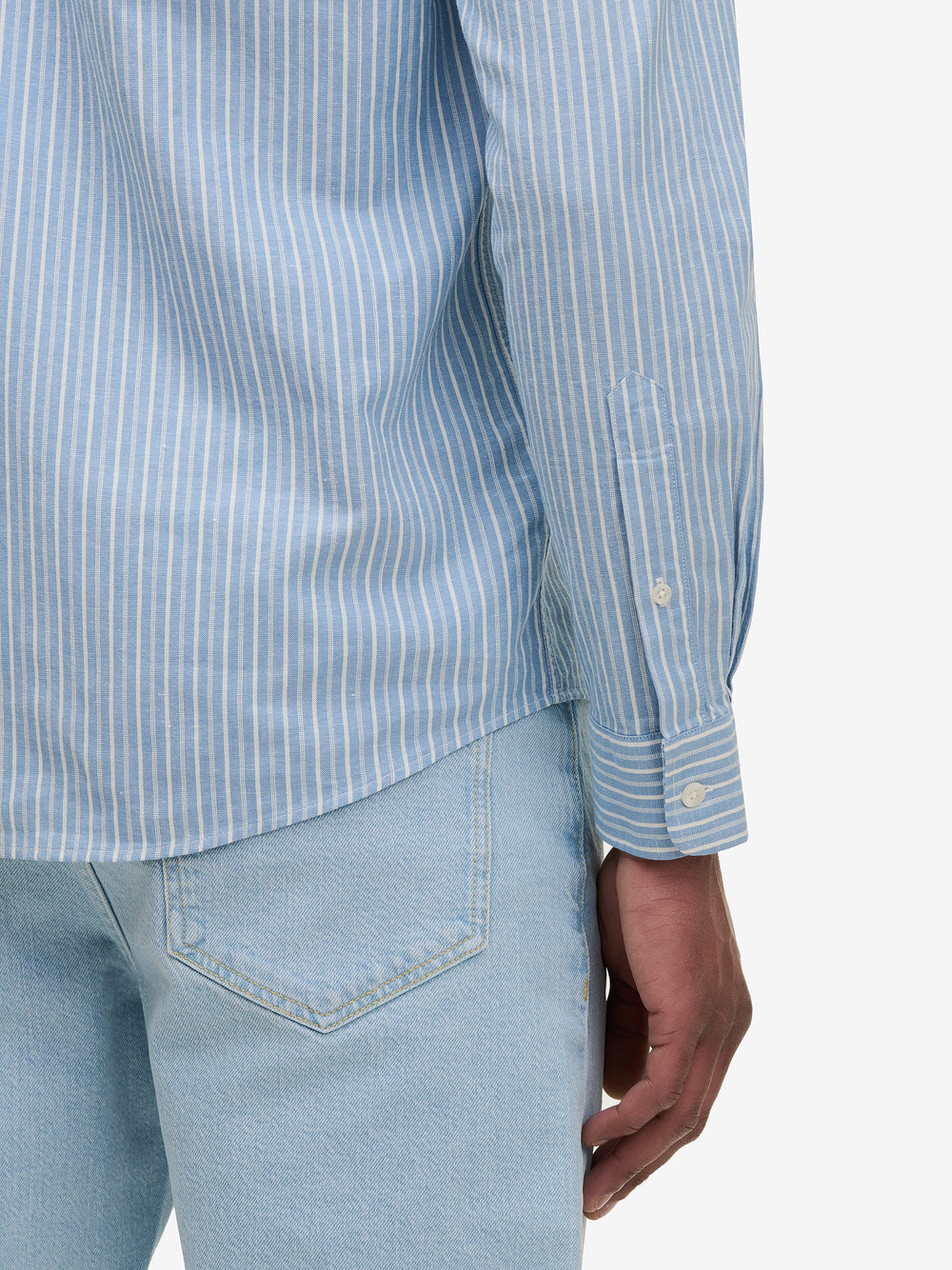 Brookvale katoen-linnen gestreept SH01030-BLU