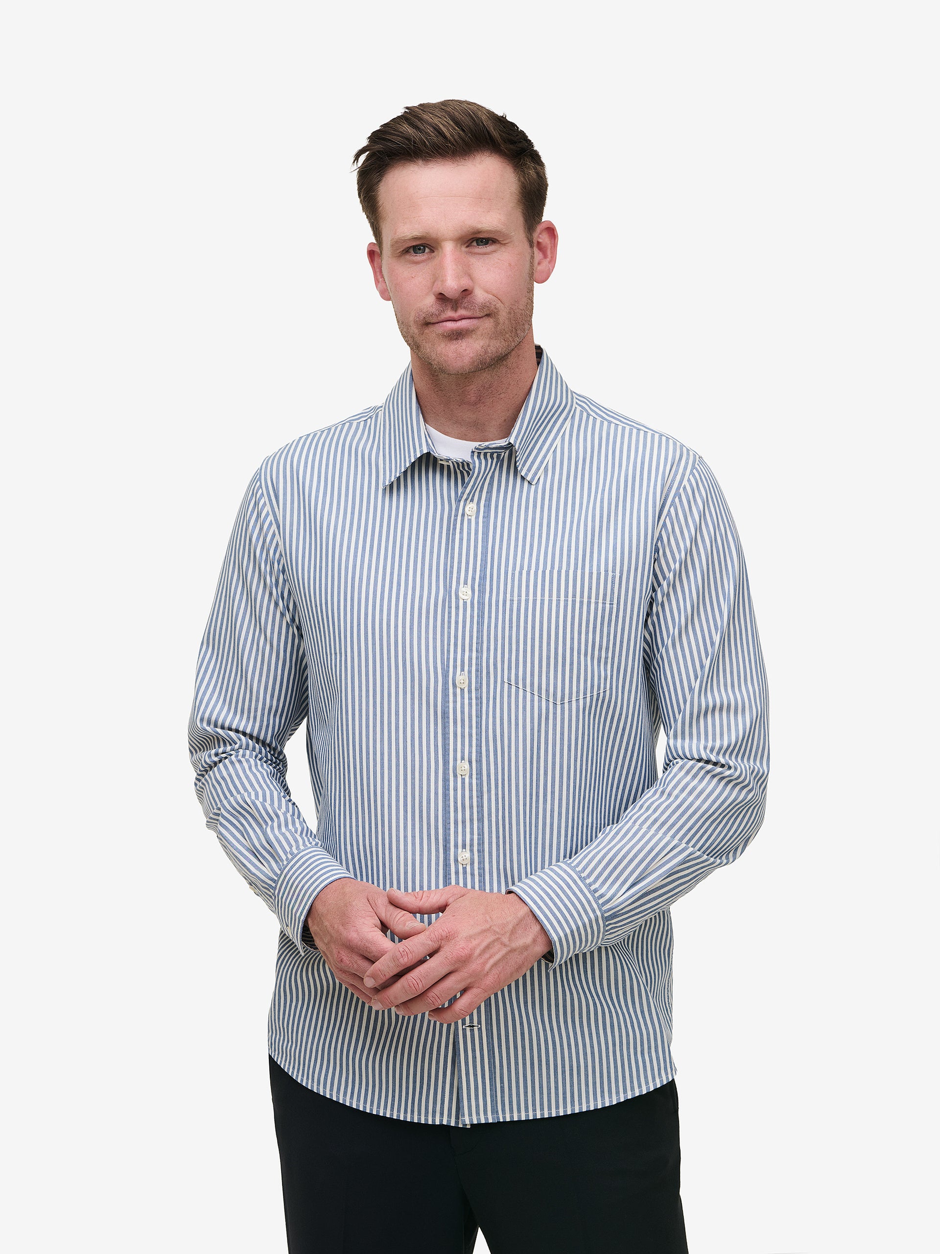 Brookvale Small Stripe Cotton SH01038-BLU