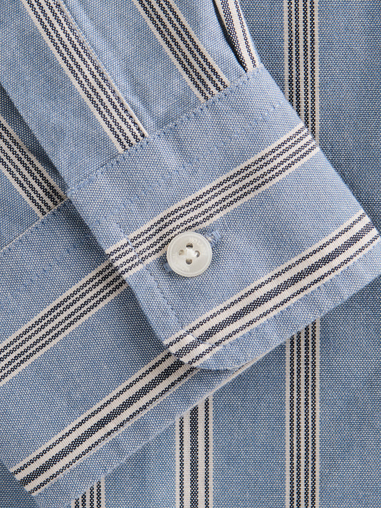 Brookvale Cotton Stripe SH01039-BLU