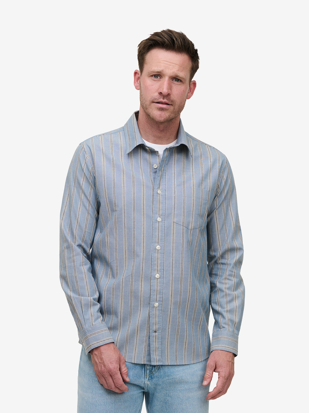 Brookvale Cotton Stripe SH01039-BLU