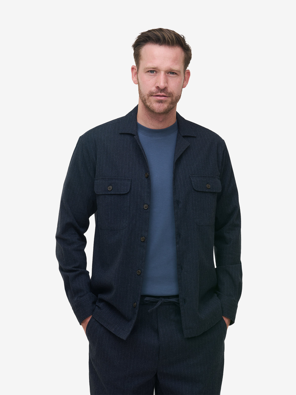 Jason Cotton Stripe Stretch SH01042-BLU