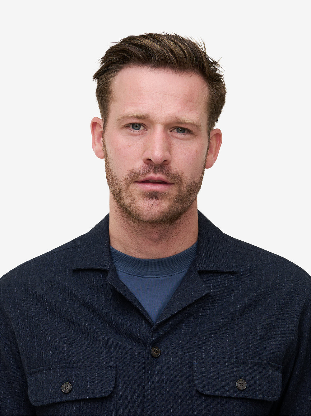 Jason Cotton Stripe Stretch SH01042-BLU