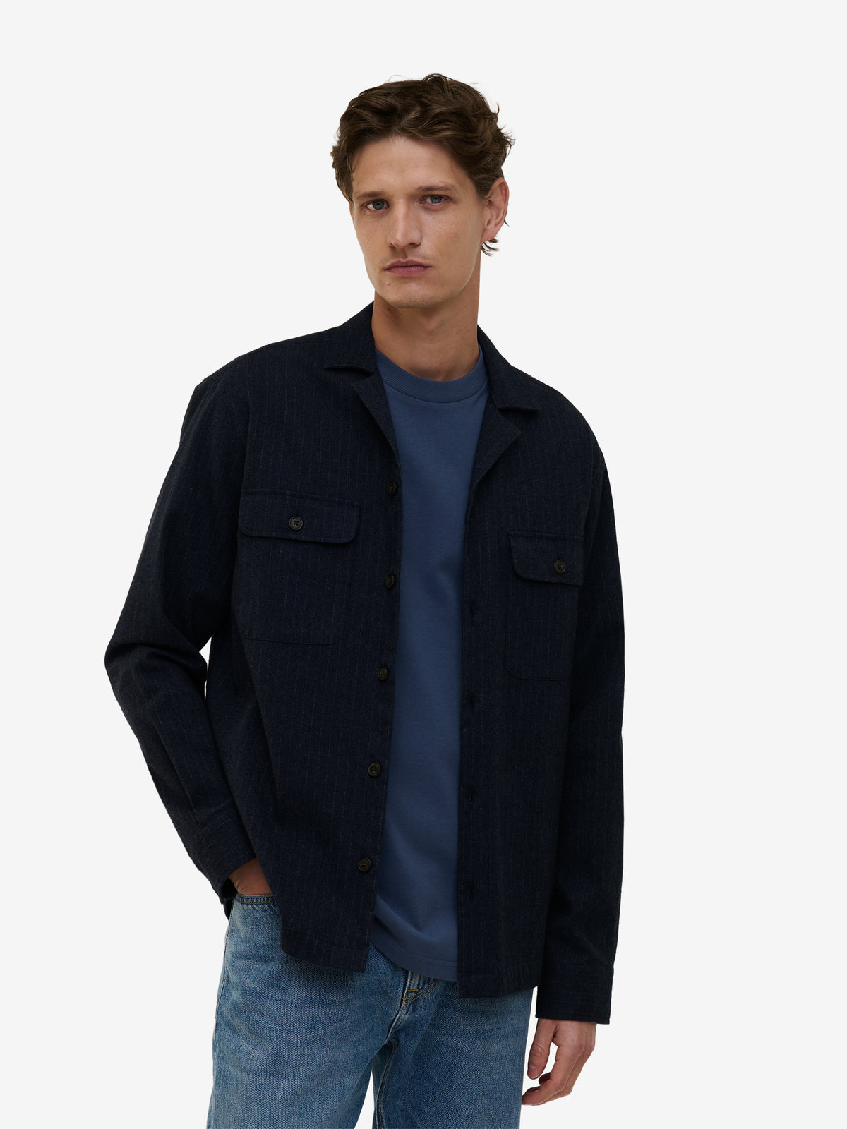 Jason Cotton Stripe Stretch SH01042-BLU