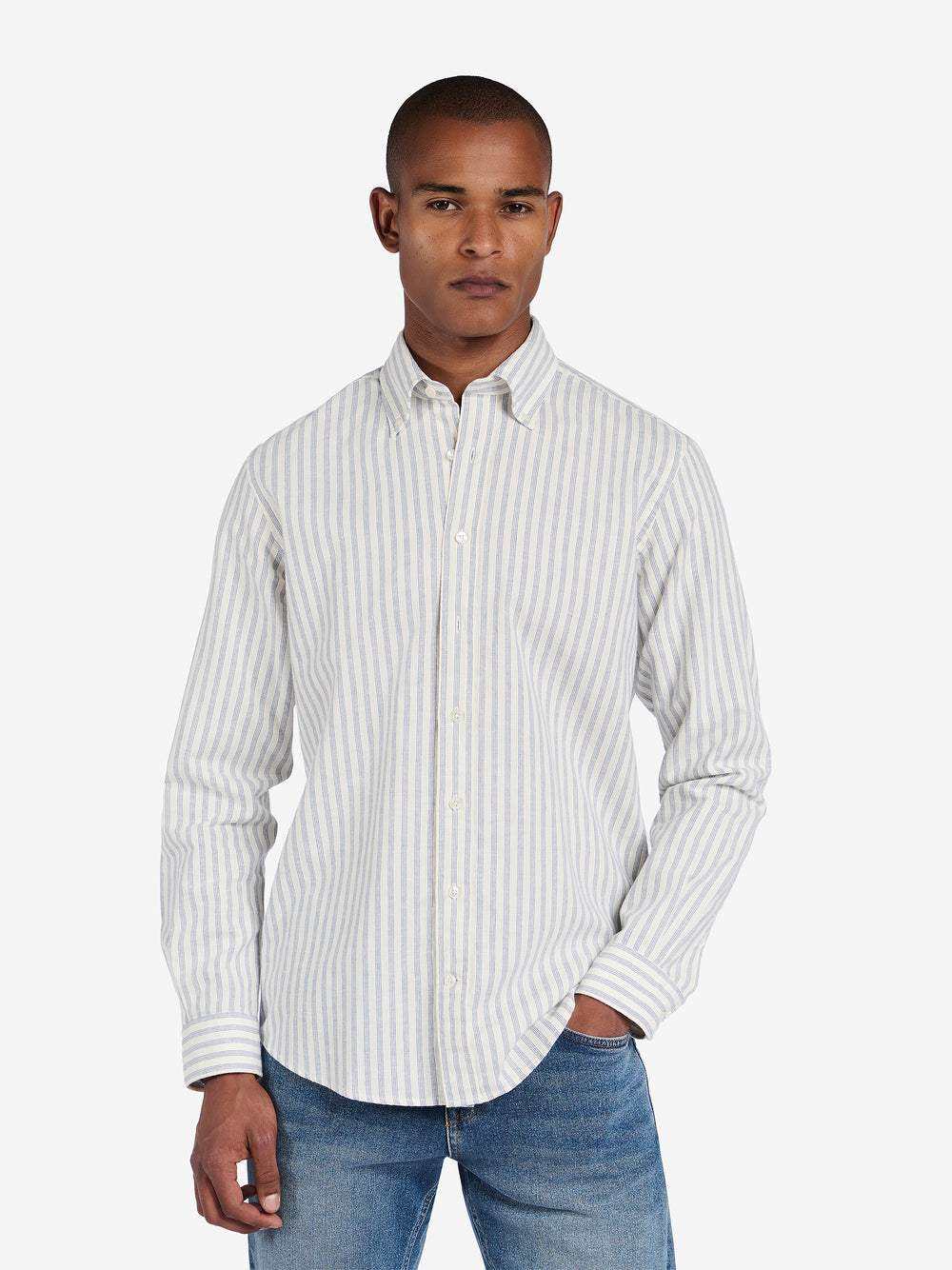 Maytown Brushed Striped Cotton-Linen SH20236-NVY