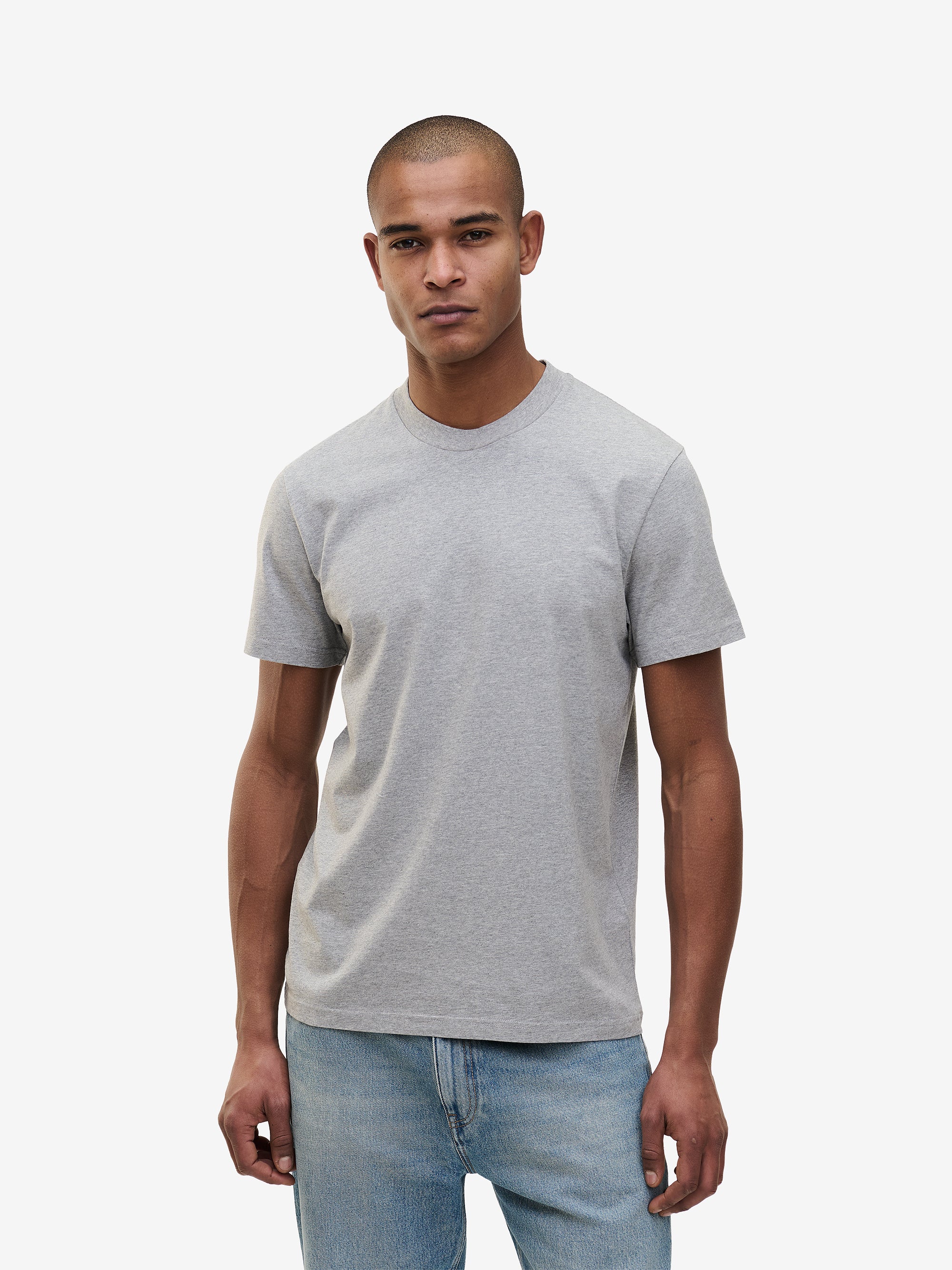Cedar Light Grey Heather Cotton T-Shirt | No Label